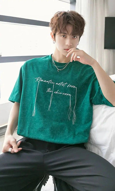 Chuan Excess Threads Text T-Shirt-korean-fashion-T-Shirt-Chuan's Closet-OH Garments