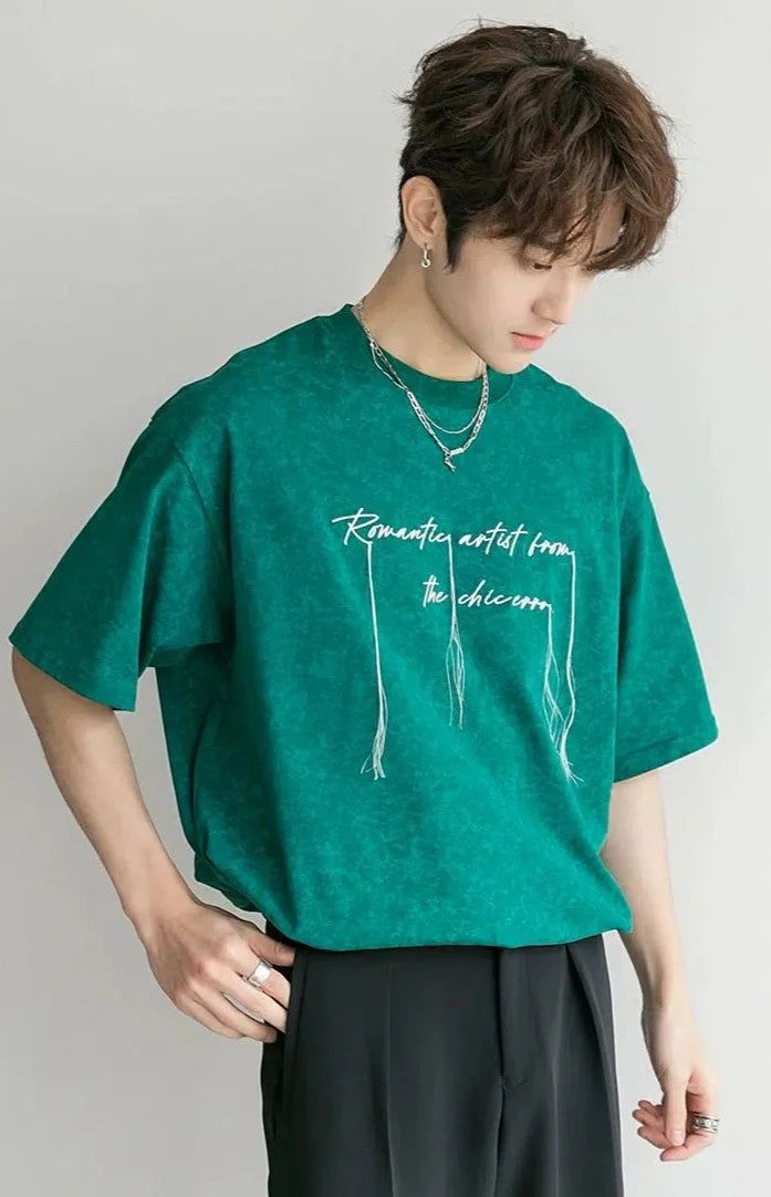 Chuan Excess Threads Text T-Shirt-korean-fashion-T-Shirt-Chuan's Closet-OH Garments