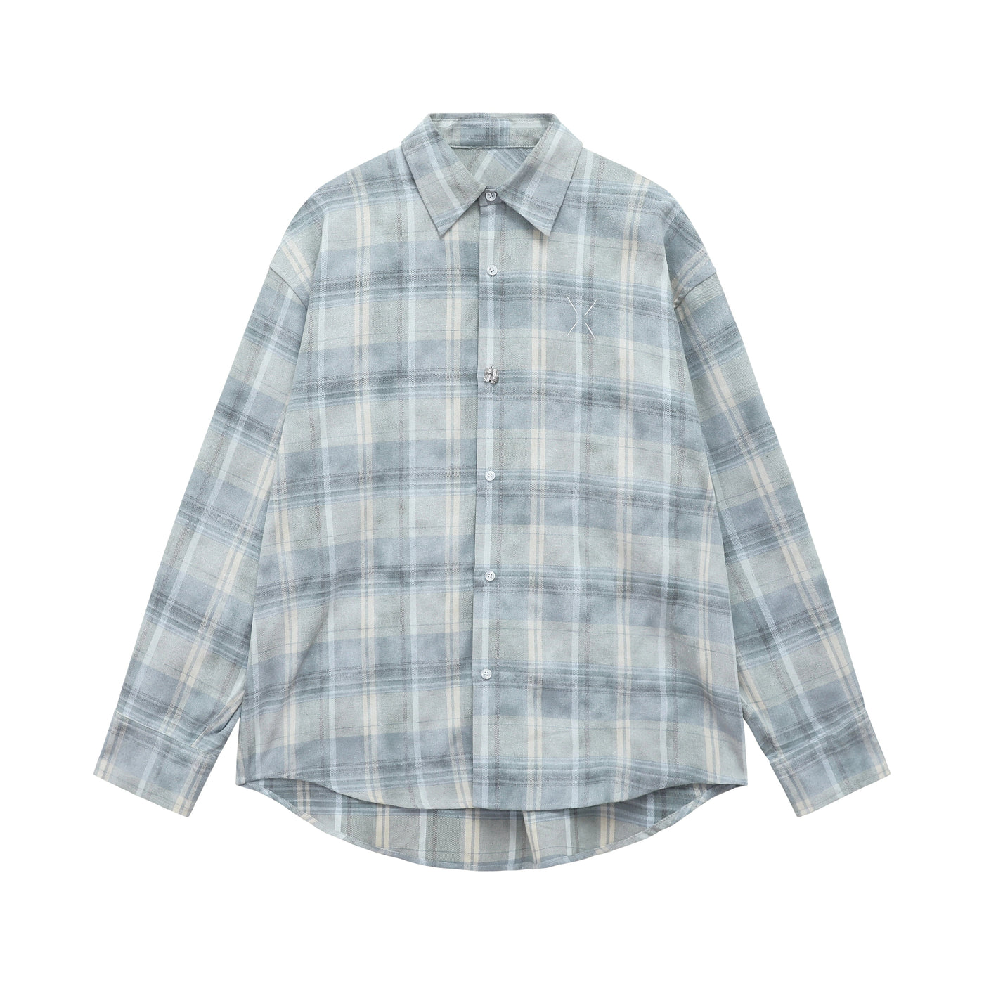 Chuan Fade Effect Plaid Shirt-korean-fashion-Shirt-Chuan's Closet-OH Garments