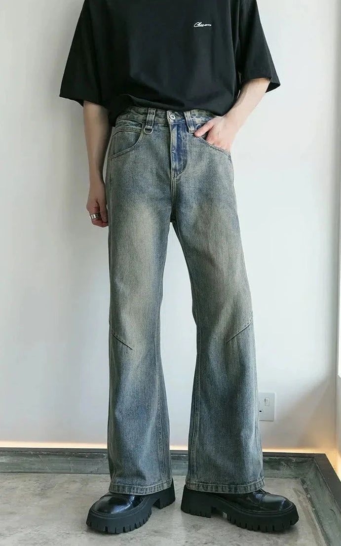 Chuan Faded Detail Regular Jeans-korean-fashion-Jeans-Chuan's Closet-OH Garments