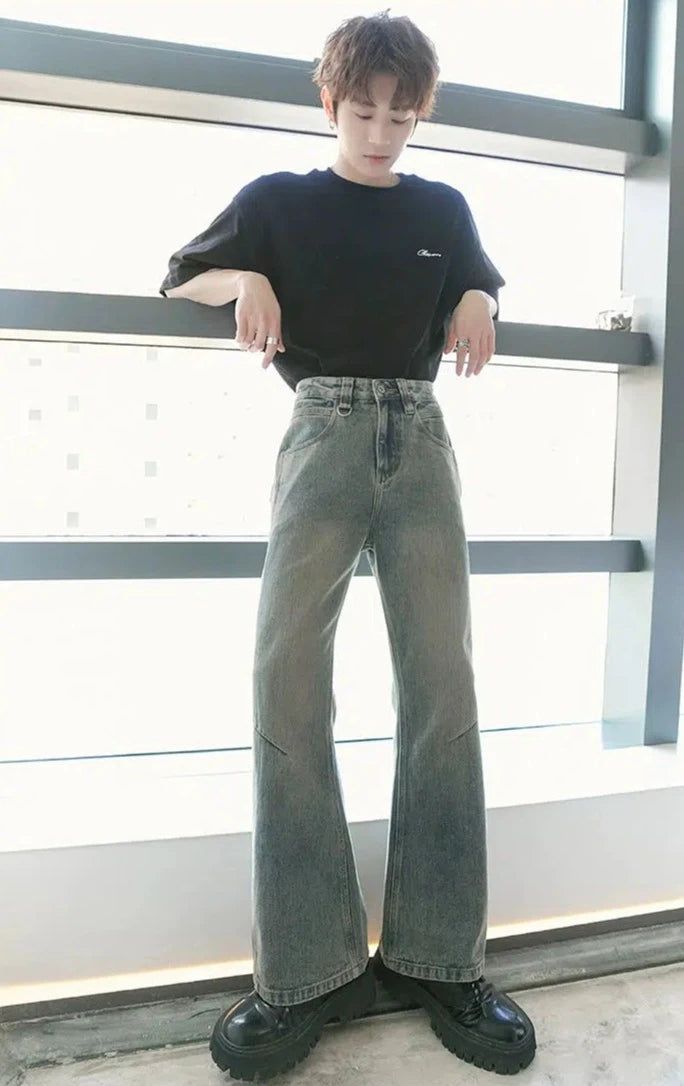 Chuan Faded Detail Regular Jeans-korean-fashion-Jeans-Chuan's Closet-OH Garments