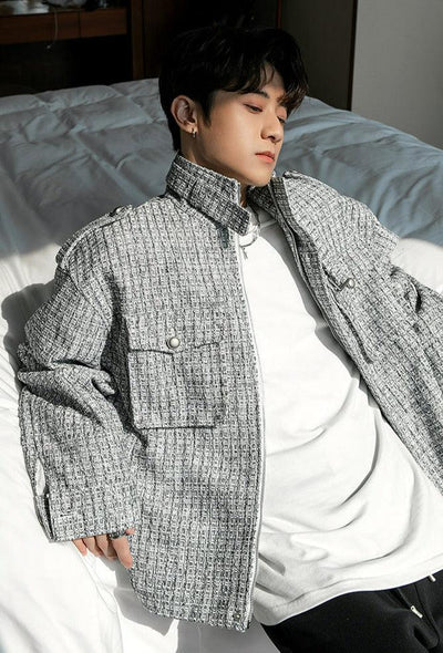 Chuan Flap Pocket Strap Stitch Textured Jacket-korean-fashion-Jacket-Chuan's Closet-OH Garments