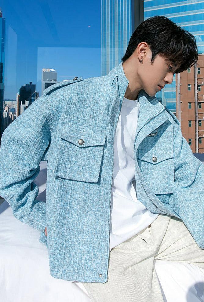 Chuan Flap Pocket Strap Stitch Textured Jacket
