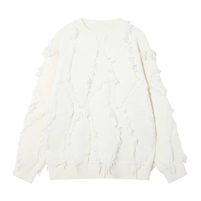 Chuan Frayed Lines Detail Sweater-korean-fashion-Sweater-Chuan's Closet-OH Garments