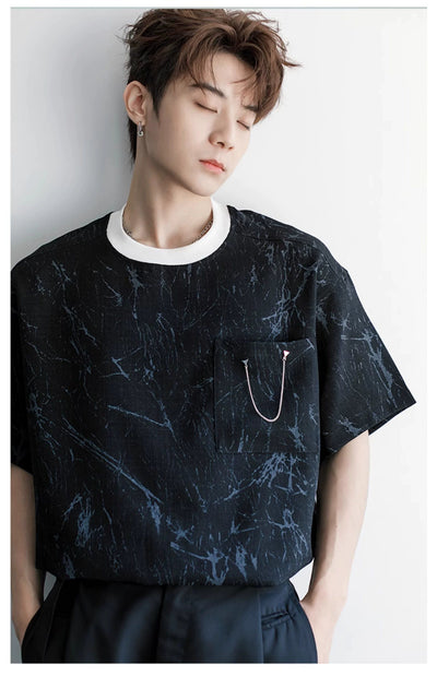 Chuan Front Pocket Marble T-Shirt-korean-fashion-T-Shirt-Chuan's Closet-OH Garments