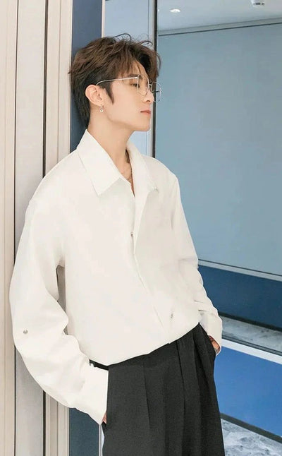 Chuan Front Pocket Minimal Shirt-korean-fashion-Shirt-Chuan's Closet-OH Garments
