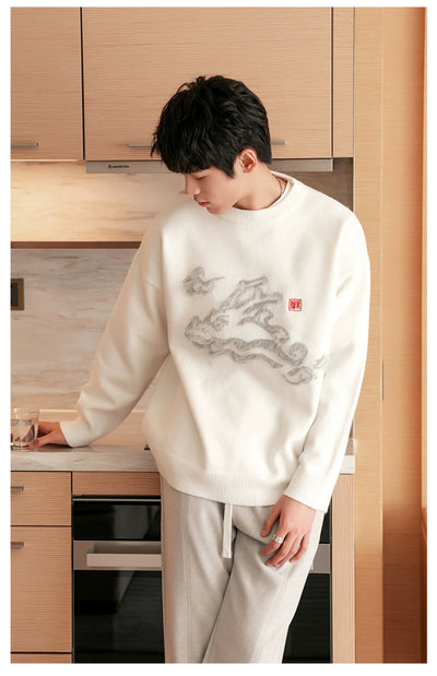 Chuan Fuzzy Dragon Sweater-korean-fashion-Sweater-Chuan's Closet-OH Garments