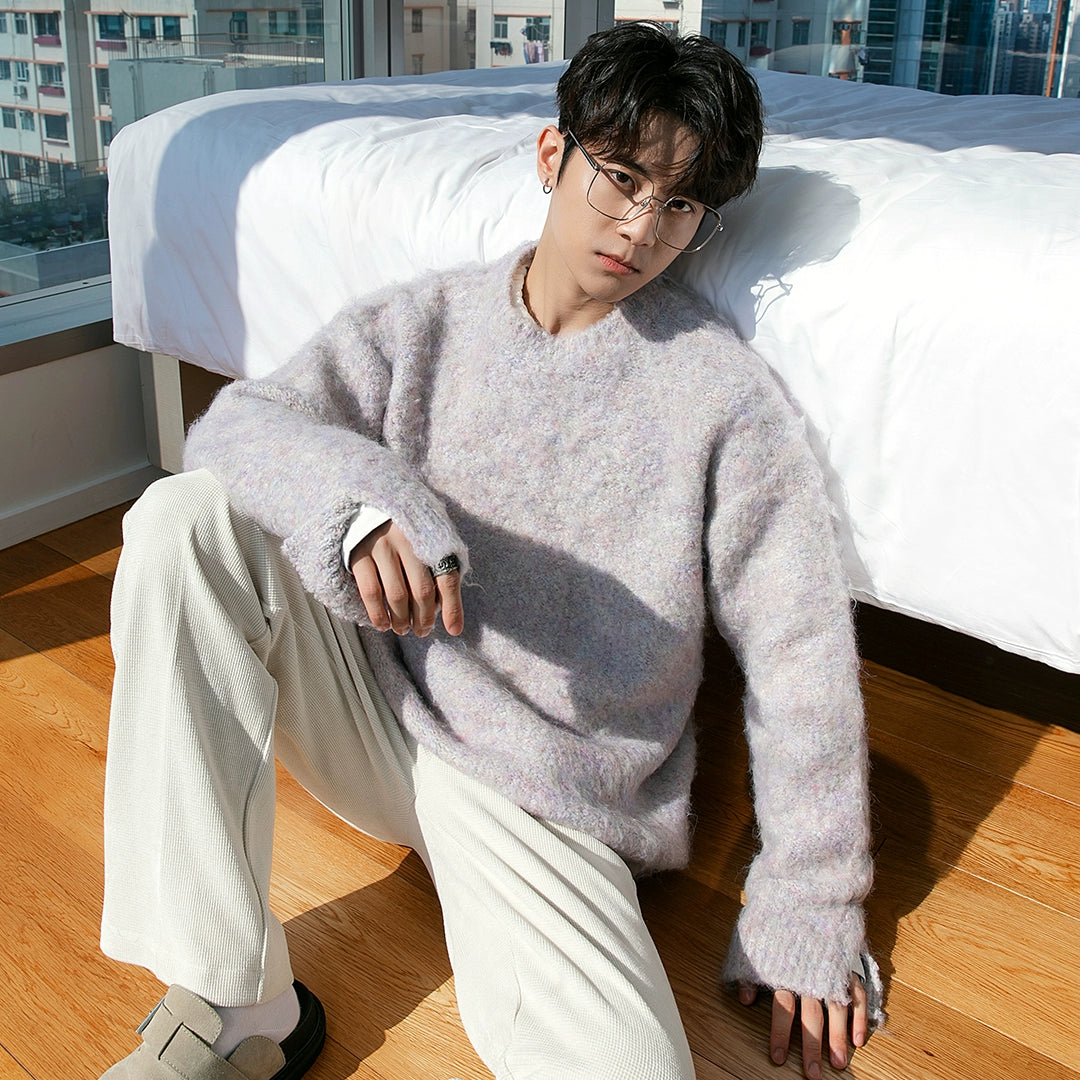 Chuan Fuzzy Slit Hem Sweater-korean-fashion-Sweater-Chuan's Closet-OH Garments