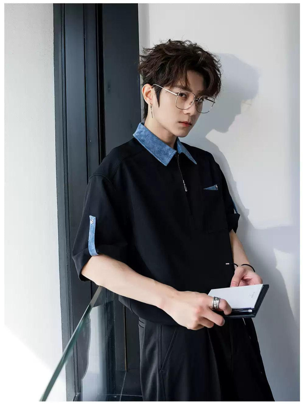Chuan Half-Zipped Collar T-Shirt-korean-fashion-T-Shirt-Chuan's Closet-OH Garments