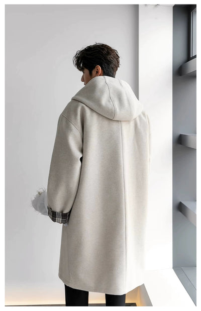 Chuan Horn Buttons Hooded Long Coat-korean-fashion-Long Coat-Chuan's Closet-OH Garments