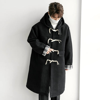 Chuan Horn Buttons Hooded Long Coat-korean-fashion-Long Coat-Chuan's Closet-OH Garments