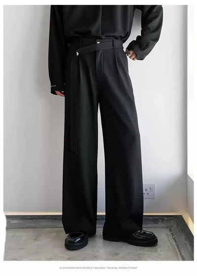 Chuan Irregular Strap Belt Trousers-korean-fashion-Trousers-Chuan's Closet-OH Garments