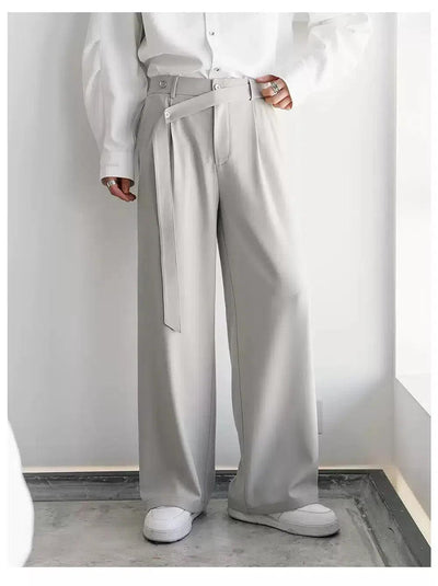 Chuan Irregular Strap Belt Trousers-korean-fashion-Trousers-Chuan's Closet-OH Garments