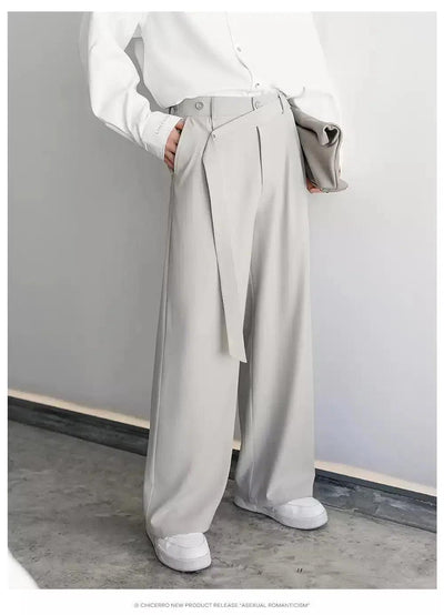 Chuan Irregular Strap Belt Trousers-korean-fashion-Trousers-Chuan's Closet-OH Garments