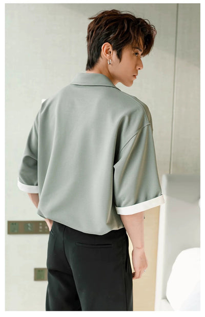 Chuan Layered Contrast Polo-korean-fashion-Polo-Chuan's Closet-OH Garments
