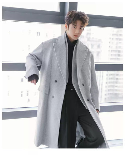 Chuan Layered Double Breasted Overcoat-korean-fashion-Long Coat-Chuan's Closet-OH Garments