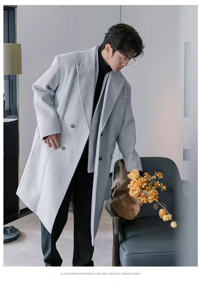 Chuan Layered Double Breasted Overcoat-korean-fashion-Long Coat-Chuan's Closet-OH Garments