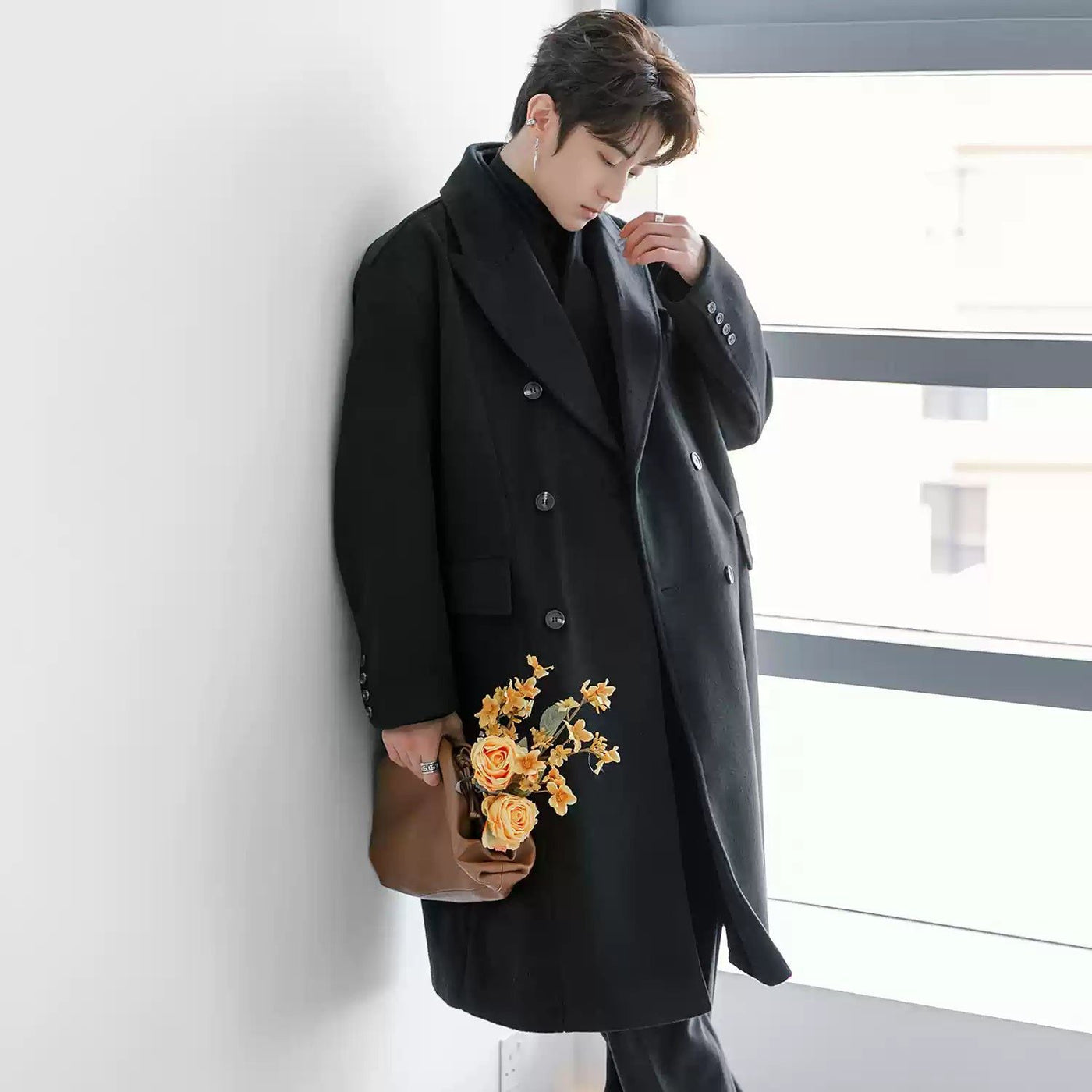 Chuan Layered Double Breasted Overcoat-korean-fashion-Long Coat-Chuan's Closet-OH Garments