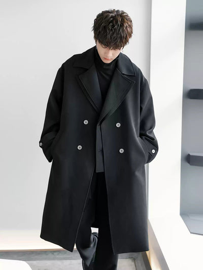 Chuan Layered Lapel Breasted Trench Coat-korean-fashion-Long Coat-Chuan's Closet-OH Garments