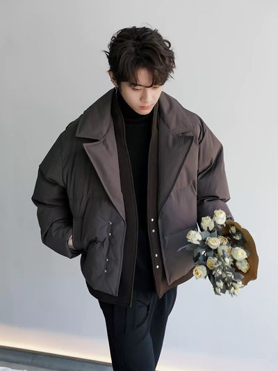 Chuan Layered Snap Buttons Puffer Jacket-korean-fashion-Jacket-Chuan's Closet-OH Garments