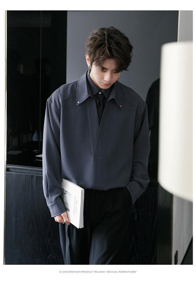 Chuan Layered Solid Color Shirt-korean-fashion-Shirt-Chuan's Closet-OH Garments