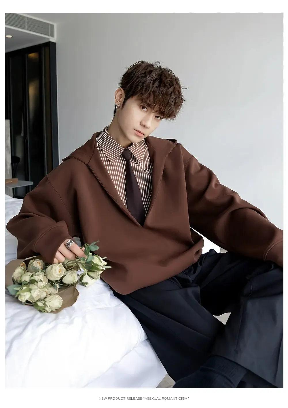 Chuan Layered Striped Collar Hoodie-korean-fashion-Hoodie-Chuan's Closet-OH Garments