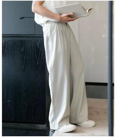 Chuan Metal Rivet Pleated Trousers-korean-fashion-Trousers-Chuan's Closet-OH Garments