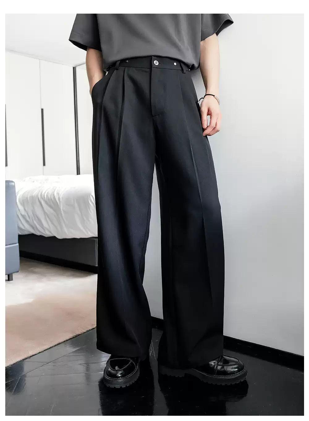 Chuan Metal Rivet Pleated Trousers-korean-fashion-Trousers-Chuan's Closet-OH Garments