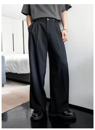Chuan Metal Rivet Pleated Trousers-korean-fashion-Trousers-Chuan's Closet-OH Garments