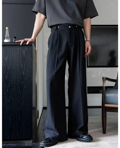 Chuan Metal Rivet Pleated Trousers-korean-fashion-Trousers-Chuan's Closet-OH Garments