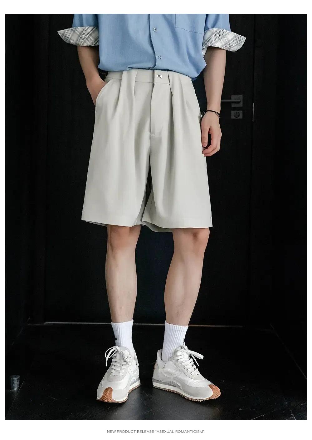 Chuan Metallic Button Pleated Shorts-korean-fashion-Shorts-Chuan's Closet-OH Garments
