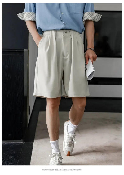 Chuan Metallic Button Pleated Shorts-korean-fashion-Shorts-Chuan's Closet-OH Garments
