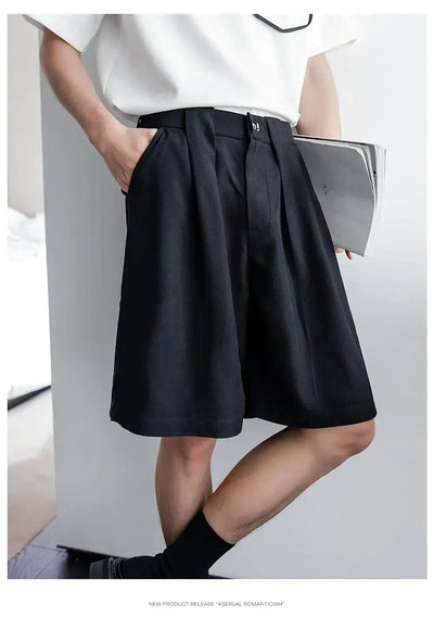Chuan Metallic Button Pleated Shorts-korean-fashion-Shorts-Chuan's Closet-OH Garments
