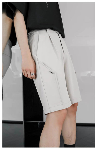 Chuan Metallic Side Stitched Suit Shorts-korean-fashion-Shorts-Chuan's Closet-OH Garments