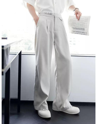 Chuan Metallic Strap Drape Trousers-korean-fashion-Trousers-Chuan's Closet-OH Garments
