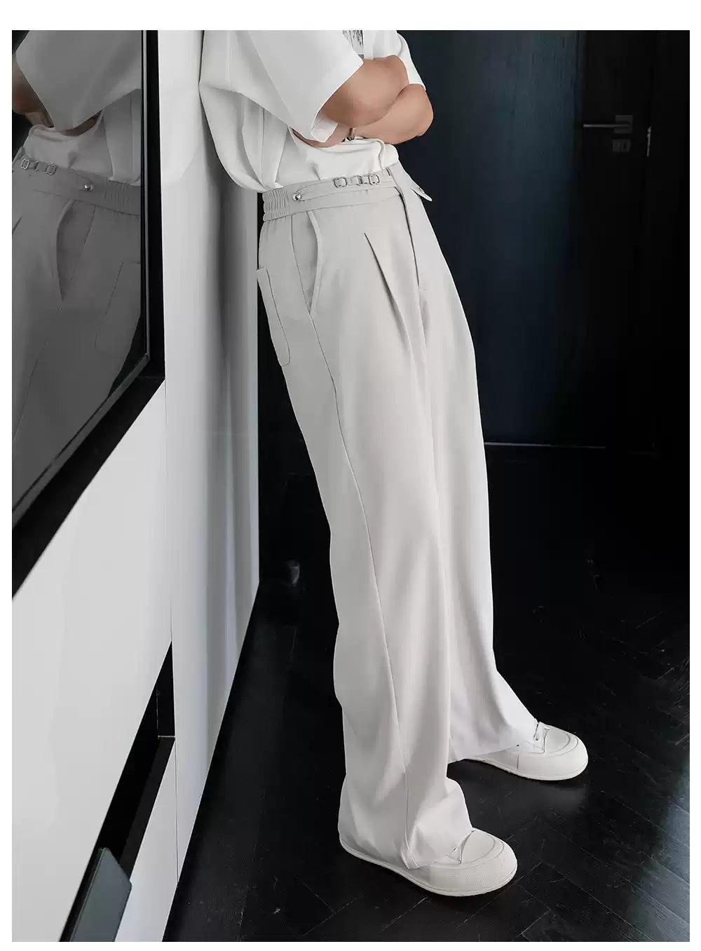 Chuan Metallic Strap Drape Trousers-korean-fashion-Trousers-Chuan's Closet-OH Garments