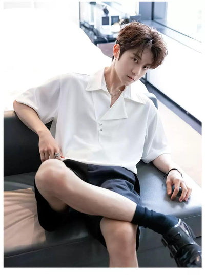 Chuan Mini Two-Buttons Clean Fit Polo-korean-fashion-T-Shirt-Chuan's Closet-OH Garments