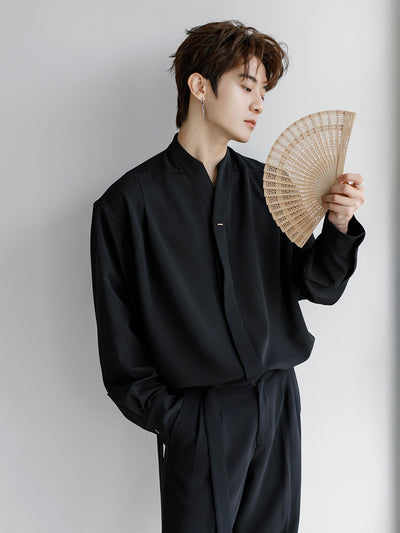 Chuan Minimal Buttons Clean Cut Shirt-korean-fashion-Shirt-Chuan's Closet-OH Garments