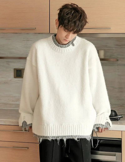 Chuan Minimal Distress Mohair Sweater-korean-fashion-Sweater-Chuan's Closet-OH Garments