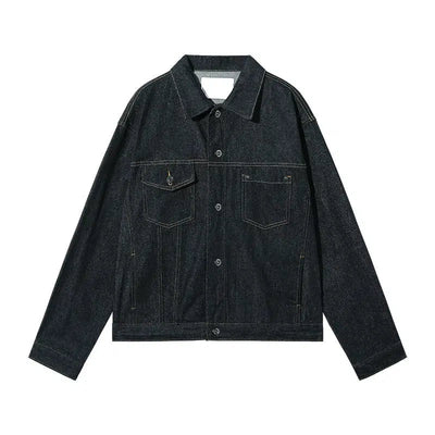 Chuan Minimal Outline Stitch Denim Jacket & Jeans Set-korean-fashion-Clothing Set-Chuan's Closet-OH Garments