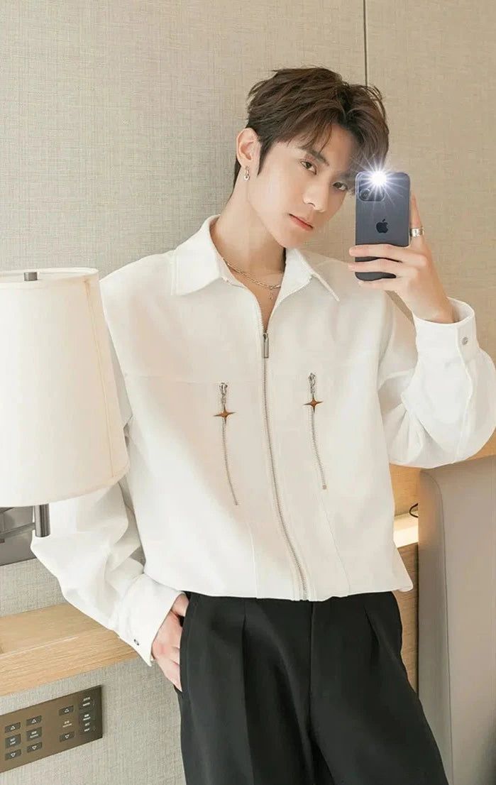 Chuan Multi-Zip Star Shirt-korean-fashion-Shirt-Chuan's Closet-OH Garments