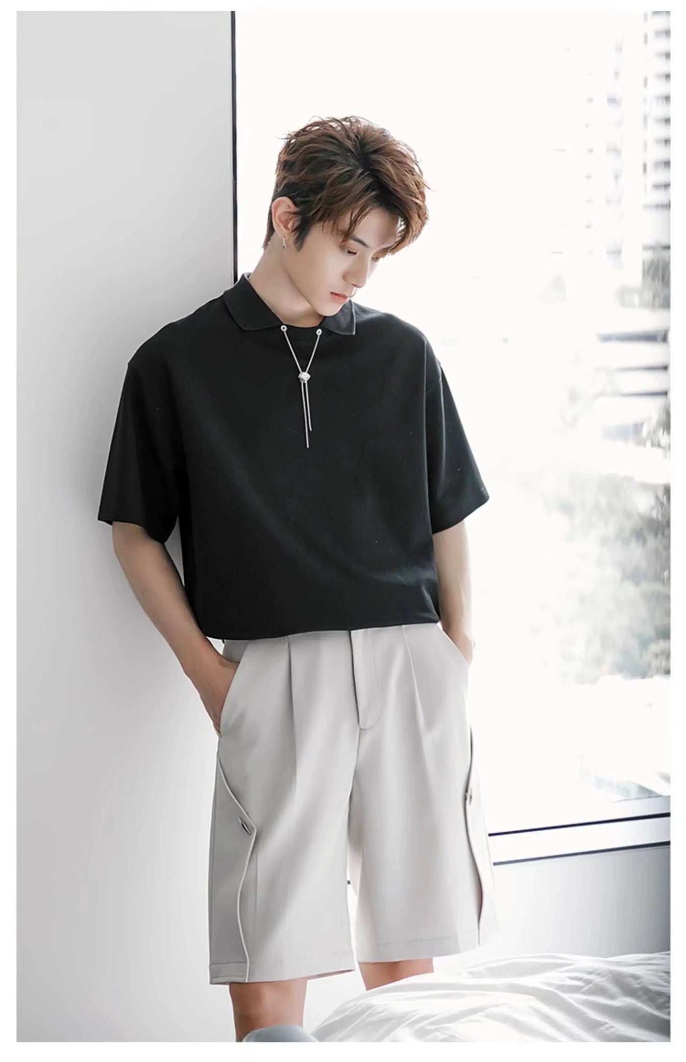 Chuan Necklace Collared Polo-korean-fashion-Polo-Chuan's Closet-OH Garments