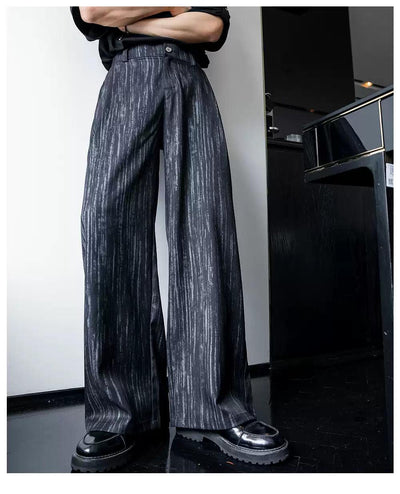 Chuan Painted Stripes Straight Trousers-korean-fashion-Trousers-Chuan's Closet-OH Garments
