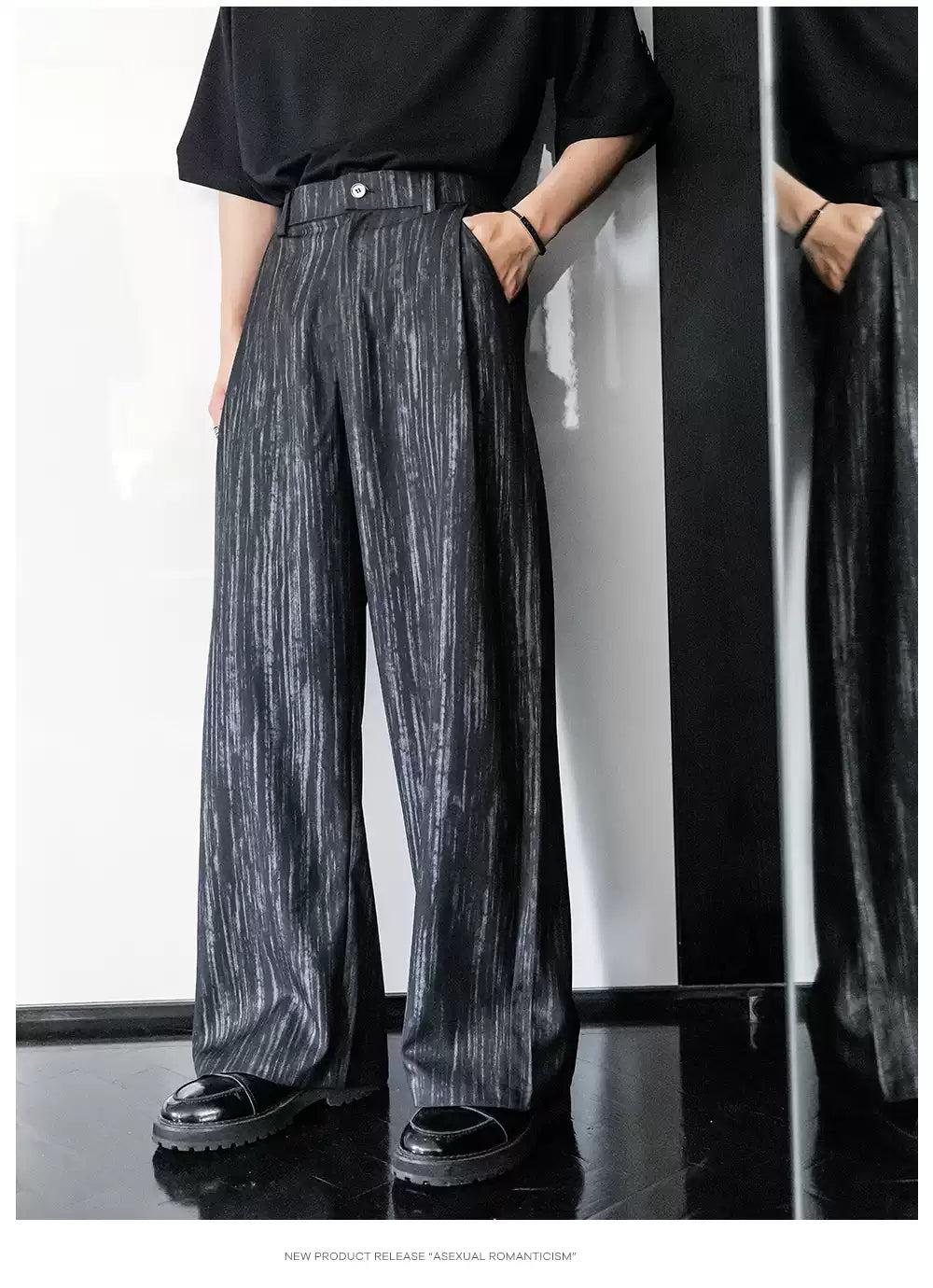 Chuan Painted Stripes Straight Trousers-korean-fashion-Trousers-Chuan's Closet-OH Garments