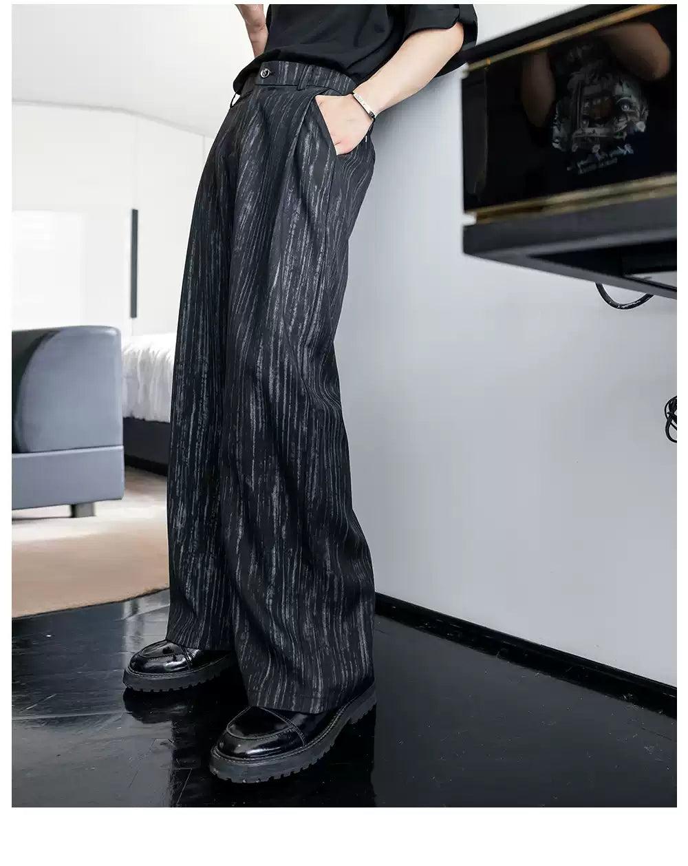 Chuan Painted Stripes Straight Trousers-korean-fashion-Trousers-Chuan's Closet-OH Garments