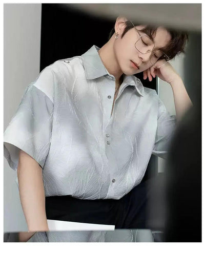 Chuan Pattern Textured Shirt-korean-fashion-Shirt-Chuan's Closet-OH Garments