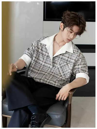 Chuan Plaid Reversible Buttoned Shirt-korean-fashion-Shirt-Chuan's Closet-OH Garments