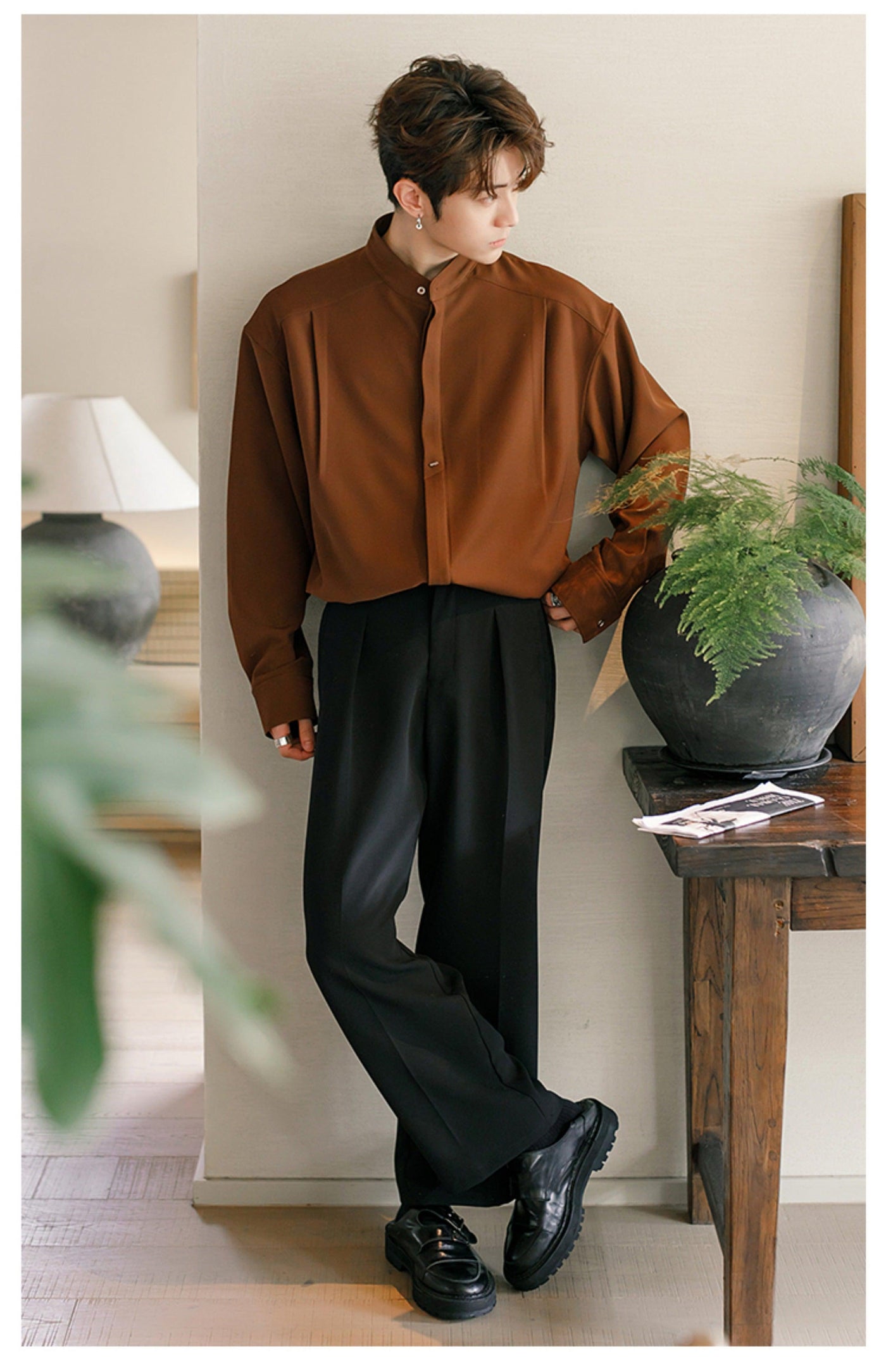 Chuan Plain Smart Casual Shirt-korean-fashion-Shirt-Chuan's Closet-OH Garments