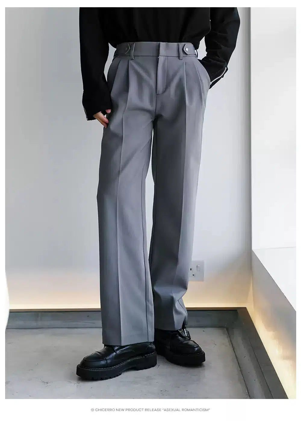 Chuan Pleated Bootcut Versatile Trousers-korean-fashion-Trousers-Chuan's Closet-OH Garments