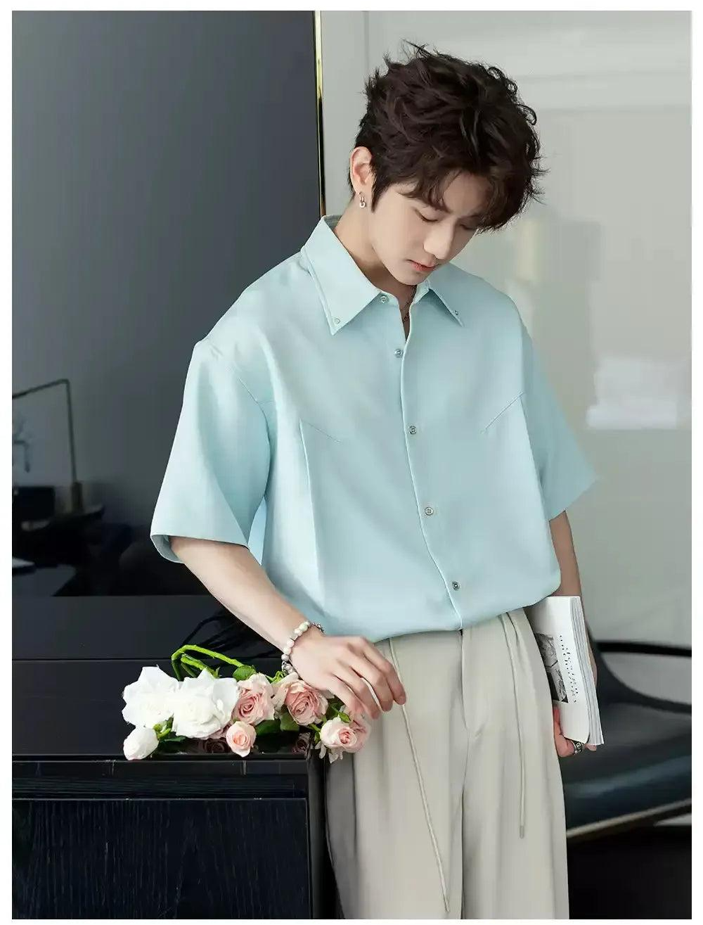 Chuan Pleated Clean Fit Shirt-korean-fashion-Shirt-Chuan's Closet-OH Garments